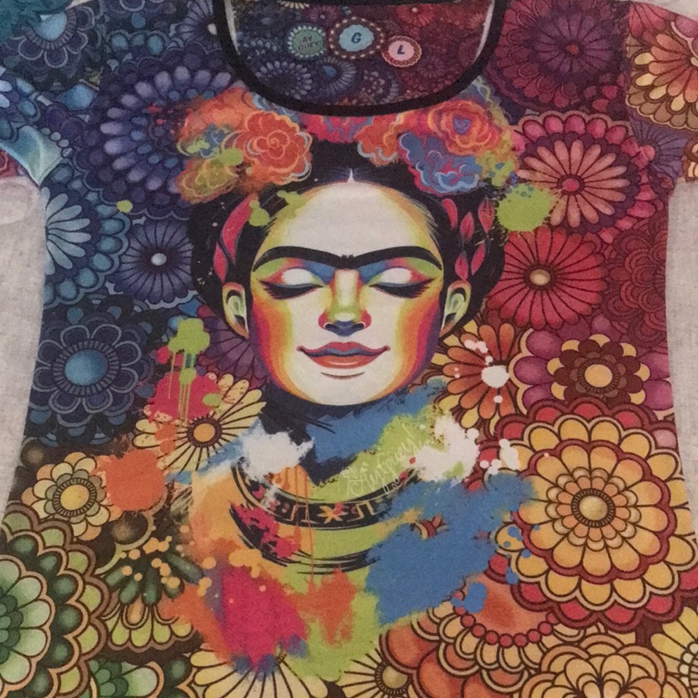 Colorful Frida Kahlo Graphic Short Sleeve Tee